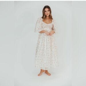 Worth Collective Harlow Tiny Pink Floral Maxi Dress Ethereal Bump Friendly